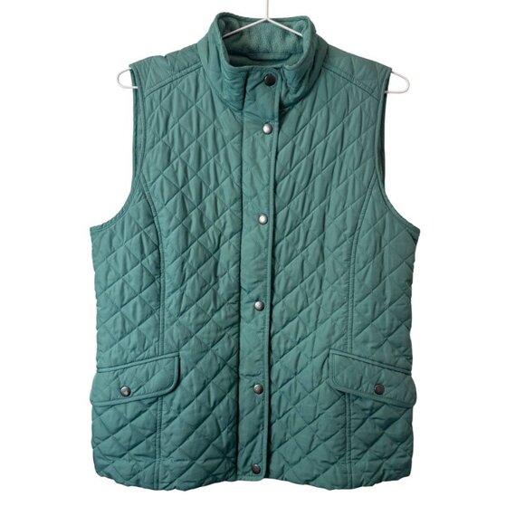 Talbots green diamond quilted vest size M - Picture 2 of 9